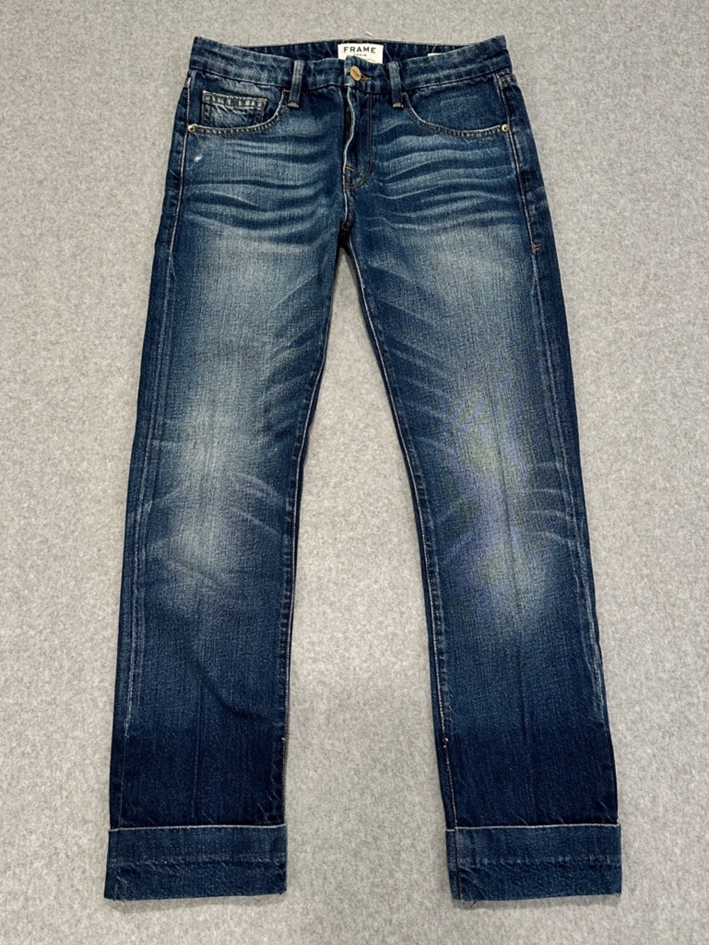 Frame Denim Le Grand Garçon Cuffed Cropped Straight-Leg Jeans - Picture 3 of 13
